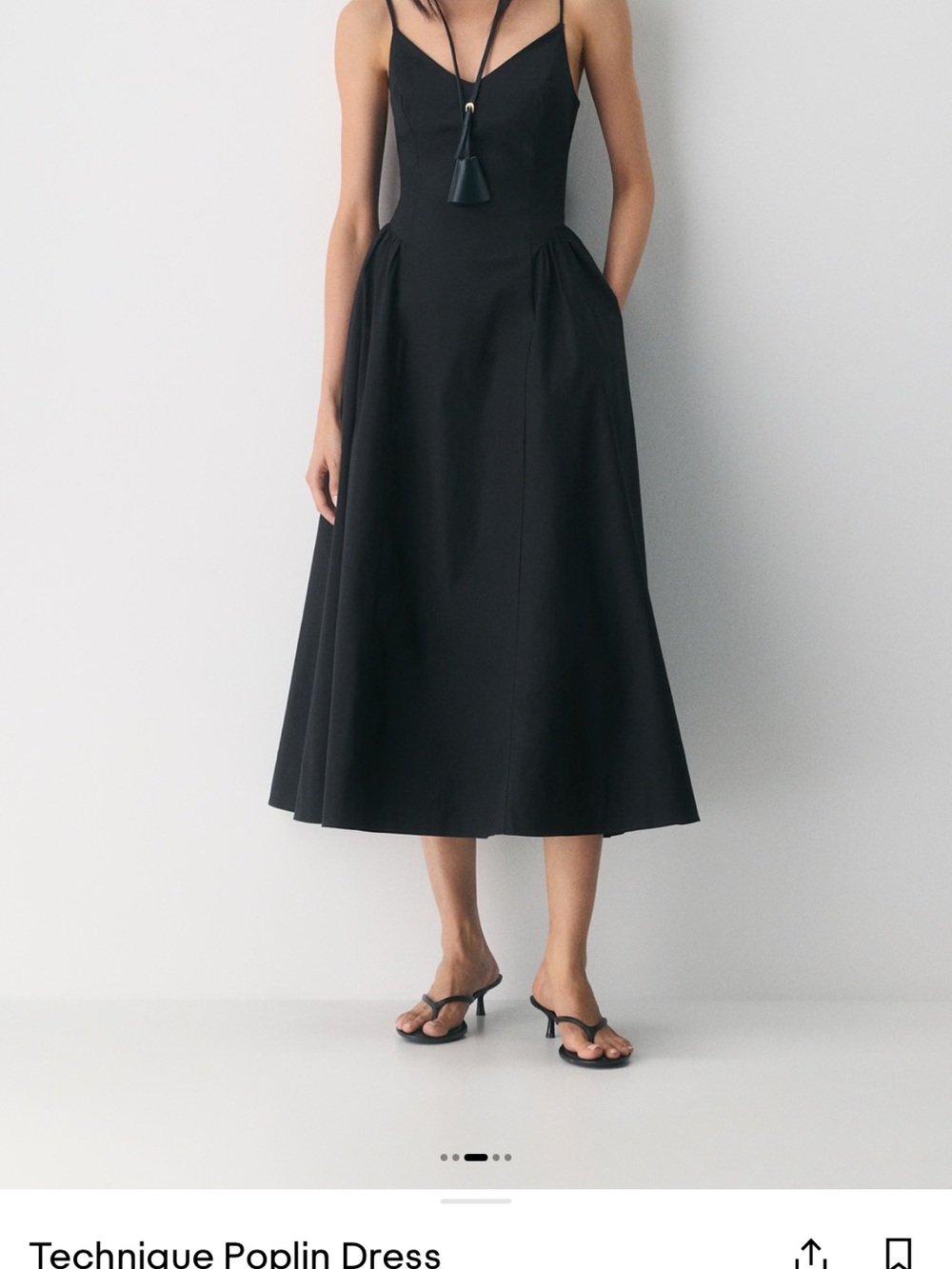Aritzia Technique Poplin Black A-Line Midi